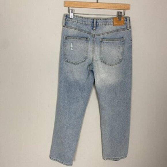 Avec Les Filles Ripped Mid Rise Mom Jeans Distressed Straight Leg Size 27 - Picture 7 of 9